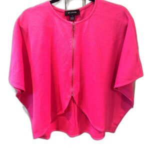 St. John Pink Front-Zip Knit Cardigan Cape Sweater - Size P